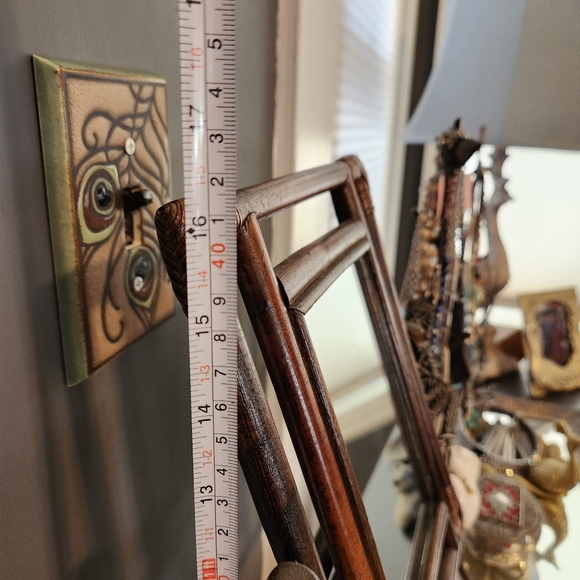 Vintage Bamboo Rattan Swinging Mirror w/ Vanity Tray - Picture 3 of 5